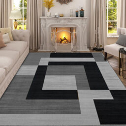 Ameha Milo Black Grey Printed Rug Non Slip Extra Large Area Master Bedroom Living Room 200X290 Cm Carpet - thumbnail 7