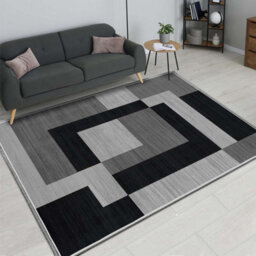 Ameha Milo Black Grey Printed Rug Non Slip Extra Large Area Master Bedroom Living Room 200X290 Cm Carpet - thumbnail 4