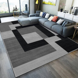 Ameha Milo Black Grey Printed Rug Non Slip Extra Large Area Master Bedroom Living Room 200X290 Cm Carpet - thumbnail 5