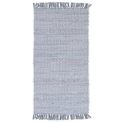 Beliani Handwoven Grey Cotton Rag Rug 80 X 150 Cm Fringed Rectangular Boho Rug For Living Room - image 1
