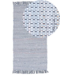 Beliani Handwoven Grey Cotton Rag Rug 80 X 150 Cm Fringed Rectangular Boho Rug For Living Room - thumbnail 3