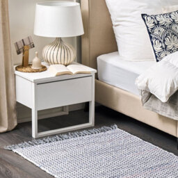 Beliani Handwoven Grey Cotton Rag Rug 80 X 150 Cm Fringed Rectangular Boho Rug For Living Room - thumbnail 2