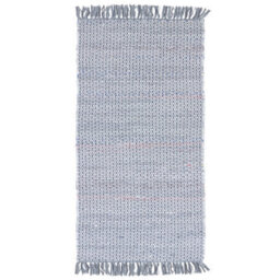 Beliani Handwoven Grey Cotton Rag Rug 80 X 150 Cm Fringed Rectangular Boho Rug For Living Room - thumbnail 1