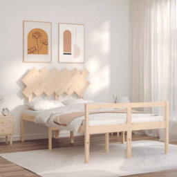 Berkfield Bed Frame With Headboard Small Double Solid Wood