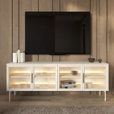 Arte Industrial Cashmere Tv Cabinet 181Cm - Led-Lit Antisol Glass Doors - image 1