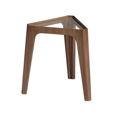 Angel Cerda Modern Triangular Corner Table In Tempered Glass And Walnut - image 1