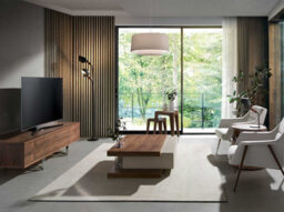 Angel Cerda Modern Triangular Corner Table In Tempered Glass And Walnut - thumbnail 3
