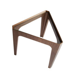 Angel Cerda Modern Triangular Corner Table In Tempered Glass And Walnut - thumbnail 5