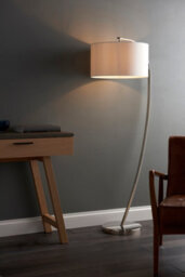Anson Lighting River Floor Light Finished In Bright Nickel Plate And Vintage White Fabric - thumbnail 3