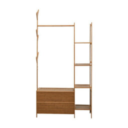 Tawny-31.89 In With Drawer Bamboo Clothes Storage Shelf Garment Rail Rack W/drawers Hooks Hat Hanging Stand - thumbnail 3