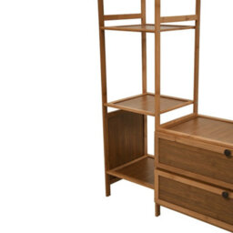 Tawny-31.89 In With Drawer Bamboo Clothes Storage Shelf Garment Rail Rack W/drawers Hooks Hat Hanging Stand - thumbnail 4
