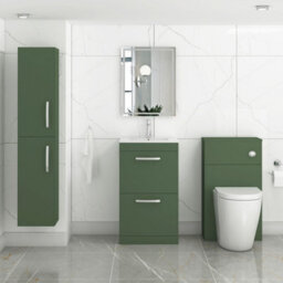 Royal Bathrooms Turin 500mm Floor Standing Vanity Unit Matt Green 2 Drawer Minimalist Basin - thumbnail 4
