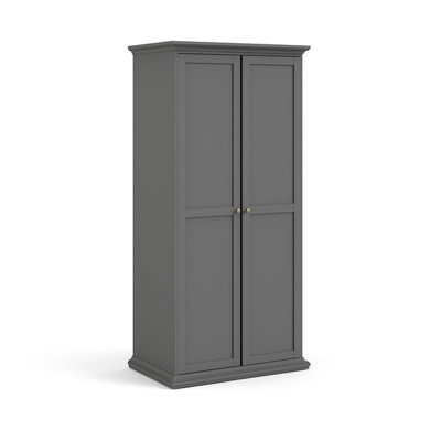 Paris Modern Matt Grey Double Wardrobe (H)2006mm (W)962mm (D)605mm