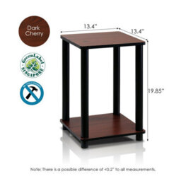 Walplus Furinno Turn-N-Tube End Table Corner Shelves, Dark Cherry/black, Set Of 2 - thumbnail 3
