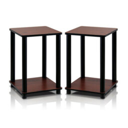 Walplus Furinno Turn-N-Tube End Table Corner Shelves, Dark Cherry/black, Set Of 2 - thumbnail 2
