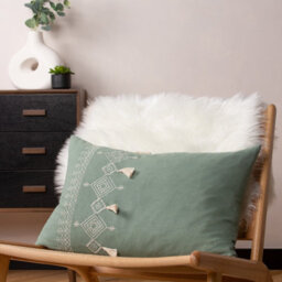 Furn. Pritta Embroidered Tasselled Feather Filled Cushion - thumbnail 5