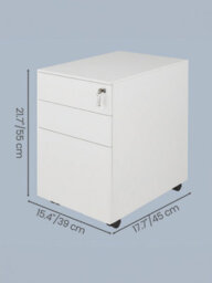 LEDREM Mobile Desk Cabinet Lockable With 3 Drawers, Document And Stationery Storage, Preassembled, For Home Office, White - thumbnail 4