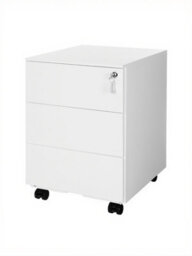 LEDREM Mobile Desk Cabinet Lockable With 3 Drawers, Document And Stationery Storage, Preassembled, For Home Office, White - thumbnail 2