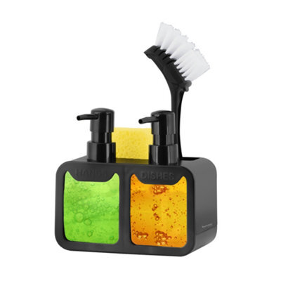 Innoteck Essentials Dual  Soap Dispenser Sink Organiser - Black - image 1
