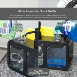 Innoteck Essentials Dual  Soap Dispenser Sink Organiser - Black - thumbnail 3