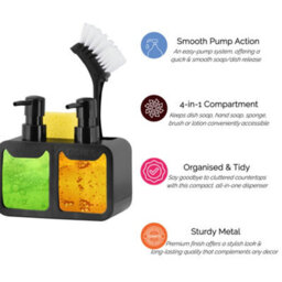 Innoteck Essentials Dual  Soap Dispenser Sink Organiser - Black - thumbnail 6