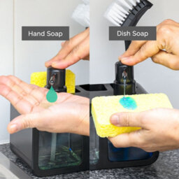 Innoteck Essentials Dual  Soap Dispenser Sink Organiser - Black - thumbnail 2