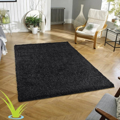 STALWART Modern Shaggy Rug - 5mm Thick Pile Soft Touch Washable Area Rugs Carpet (Anthracite, 80X150Cm) - image 1