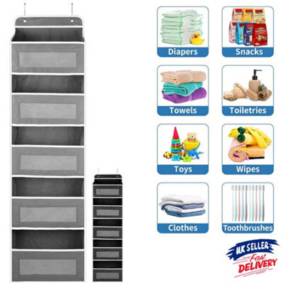 Over The Door Hanging Organiser Space Saving 5 Pockets Wardrobe Toys Storage New - image 1