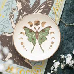 Moonphase Moth Trinket Dish Celestial Ceramic Jewellery Dish - thumbnail 1