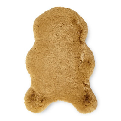 Sheepskin Mustard Plain Shaggy Rug, 50mm Thickness Modern Rug, Luxurious Rug For Livingroom, & Diningroom-60Cm X 180Cm (Double) - image 1