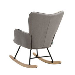 Living And Home Rocking Armchair Linen Upholstered Rocker Chair Patchwork Accent Recliner Sofa Chair - thumbnail 5