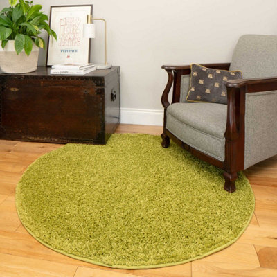 Loomed Soft Value Fern Green Shaggy Area Rug 135X135Cm - image 1