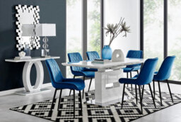 Furniturebox Uk Arezzo Large Extending Dining Table And 6 Navy Pesaro Black Leg Chairs