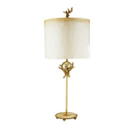Elegant Led Table Lamp With Silver Leaf And Patina Finish