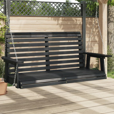 Walplus Garden Swing Bench With Metal Chains Black Solid Wood Fir - image 1