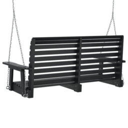 Walplus Garden Swing Bench With Metal Chains Black Solid Wood Fir - thumbnail 6