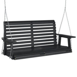Walplus Garden Swing Bench With Metal Chains Black Solid Wood Fir - thumbnail 2