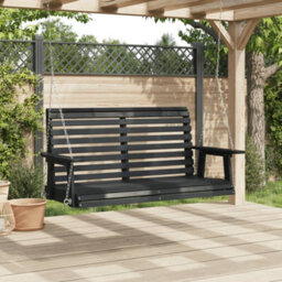 Walplus Garden Swing Bench With Metal Chains Black Solid Wood Fir - thumbnail 3