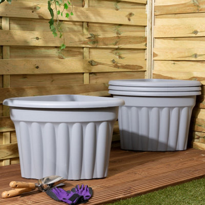 Wham 4X Vista Plastic Planter, Corner Garden Plant Pot, Large Floor Pot (49Cm, 49L, Pack Of 4) Made In Uk (Upcycle Grey) - image 1