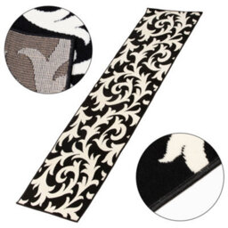 Bravich Hard Wearing Hessian Backed Stair Runner Kitchen Mat - Texas Black & White Filigree - 60X300Cm (2'x10') - thumbnail 6