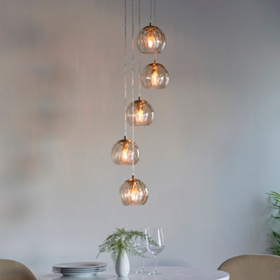 Anson Lighting Iowa 5Lt Pendant Light Finished In Satin Brass Plate And Champagne Lustre Glass - image 1