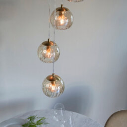Anson Lighting Iowa 5Lt Pendant Light Finished In Satin Brass Plate And Champagne Lustre Glass - thumbnail 4