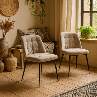 Wyld Haus Buttonfern Set Of 2 Beige Diamond Upholstered Dining Chairs - image 1