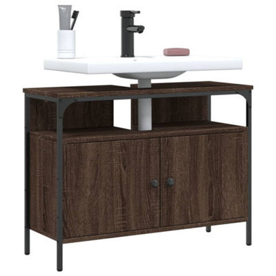 Berkfield Bathroom Sink Cabinet Brown Oak 80X30X60 Cm Engineered Wood - image 1