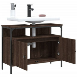 Berkfield Bathroom Sink Cabinet Brown Oak 80X30X60 Cm Engineered Wood - thumbnail 4