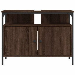 Berkfield Bathroom Sink Cabinet Brown Oak 80X30X60 Cm Engineered Wood - thumbnail 5