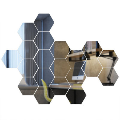 Walplus Hexagonal Removable Acrylic Mirror Art - 20 Pcs Mirror Sticker - image 1