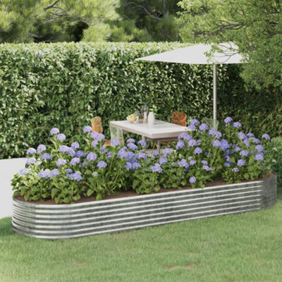 Berkfield Garden Planter Powder-Coated Steel 322X100X36 Cm Silver - image 1