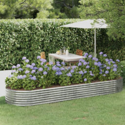 Berkfield Garden Planter Powder-Coated Steel 322X100X36 Cm Silver - thumbnail 1