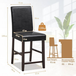 Bar Stools Pu Upholstered Bar Counter Height Chair Kitchen - thumbnail 2